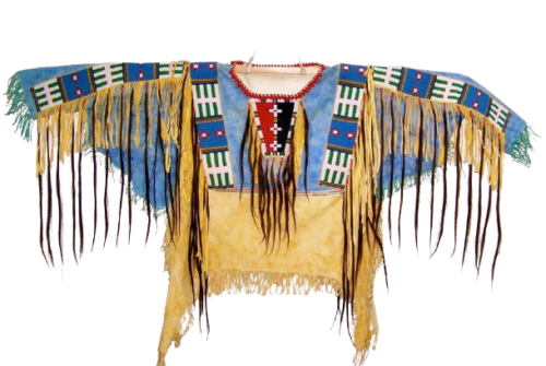 Pre-owned Handmade Old American Style Beaded Fringe Buckskin Suede Leather Powwow War Shirt Ws170 In Hand Colored