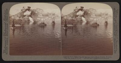 American fleet bombarding Santiago Forts naval exhibit World's Fair- Old Photo