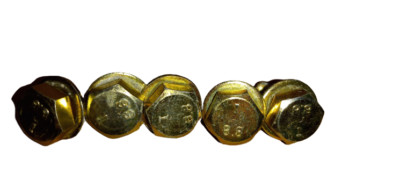  Plated Hex Head Bolt 5pcs M8x20mm 8.8 Grade Self Drilling Yellow Zinc w Washer