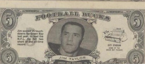 1962 Topps Football Bucks Jim Taylor #30