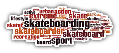 Skateboarding Word Cloud Car Bumper Sticker Decal - ''SIZES''
