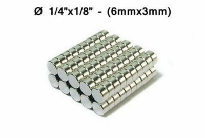 500 Strong Rare Earth Neodymium Disc Magnets 6 x 3mm  (1/4  x  1/8 inch)