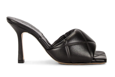 Pre-owned Bottega Veneta Rubber Lido Black Square Toe Backless Sandal Mule Heel Pump 37.5