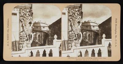 Pillar of the Ducal palace and bridge of Sighs, Venice, Italy Old Photo