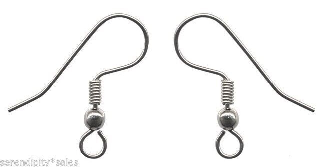 50 Hypo-Allergenic Stainless Steel French Hooks EarWires EARRINGS w/ Bead Coil