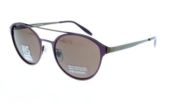 HIS HS144 003 Herren Damen Sonnenbrille Metall Rund Lila