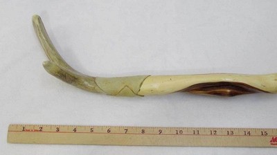 Diamond Willow Cane w/ Deer Antler Handle Horn Sanded Walking Stick Varnished