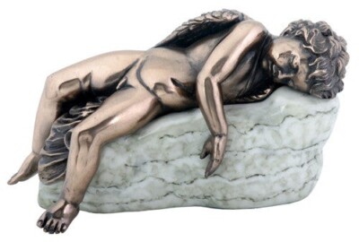 Sleeping EROS Roman Greek Mythology God Of Love Bronze Statue Cupid Valentines 