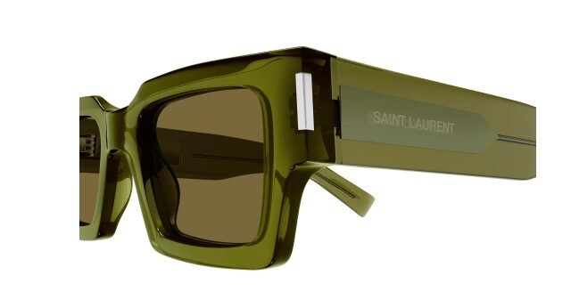 Pre-owned Saint Laurent Sl 572 005 Green/brown Square Unisex Sunglasses