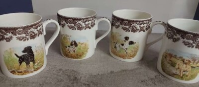 Spode woodland set of 4 x 16 oz mugs 4 unique dog designs