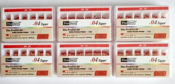 Diadent Gp Point 4% No.25 Size Red Packet of 60 Sticks Box of 6