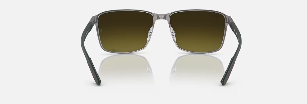 Pre-owned Ray Ban 3721 Chromance Polarized Polished Brown On Gunmetal Rb3721ch 188/6o 59-17 In Green/gold Mirror