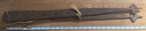 Antique Farm Barn Door Straps Bird Spade Hinges Wrought Iron Pair 30” Blacksmith