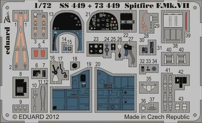 Eduard 1:72 Spitfire F.Mk.VII Color PE Detail Set For ITALERI SS449