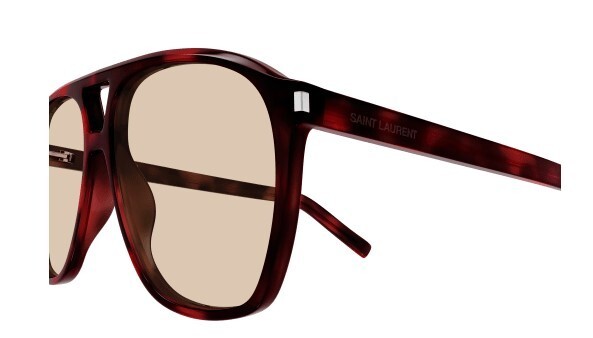 Pre-owned Saint Laurent Sl 596 Dune 003 Havana/brown Browline Women's Sunglasses