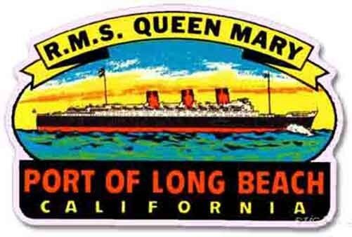 Queen Mary, Long Beach Vintage Style Travel Decal / Vinyl Sticker, Luggage Label