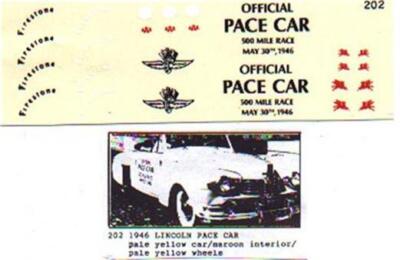 Fred Cady Decal #202 To Do The 1946 Lincoln Indianpolis Pace Car