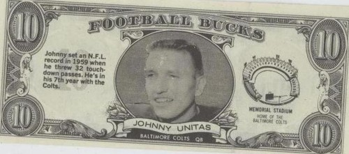1962 Topps Football Bucks Johnny Unitas #24