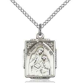 St. Anne sterling silver with 18" sterling silver light rope chain