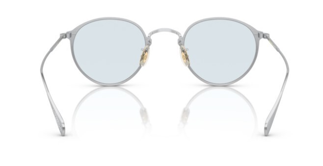 Pre-owned Oliver Peoples 0ov 1144t Dawson 5254 Brushed Silver Round Men's 46mm Eyeglasses In Blue