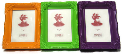 Amadeo Picture Frames Colorful Lime Green Orange Purple 2.5'' x 3.5''