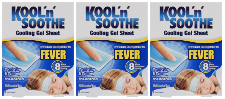 Kool ‘n’ Soothe Kids Fever Relief Soft Gel Sheets  Immediate Cooling 4s x 3 Pack