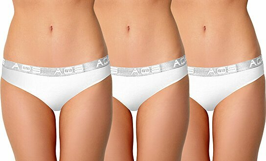 

Комплект из 3 спортивных трусов AQS, белое бикини из хлопка и спандекса с эластичной резинкой на талии, МАЛЕНЬКОЕ, 24–26 дюймов, Белый