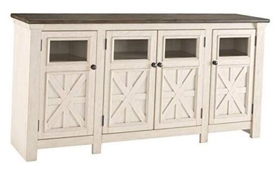 Bolanburg Two Tone Farmhouse TV Stand, Fits TVs up to 72", 3 Cabinets X-Large