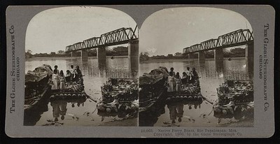 Mexico Natvie ferry boats, Ric Papaloapan, Mex. Old Historic Photo