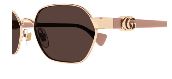 Pre-owned Gucci Gg1593s 003 Gold-pink/violet Hexagonal Women's Sunglasses In Purple