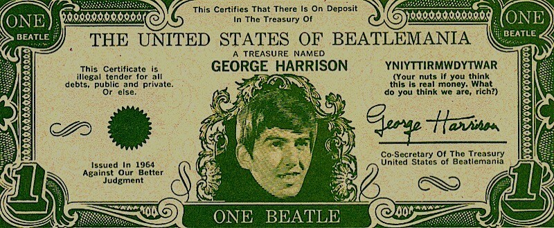 Beatles 1964 Vintage Money George Harrison One Beatles Dollar Bill NM COA - Picture 2 of 3