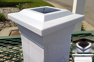 Solar Post Cap Low Profile 4 SMD LED White 5X5 Vinyl & Wood ( 1 Pack ) PL252