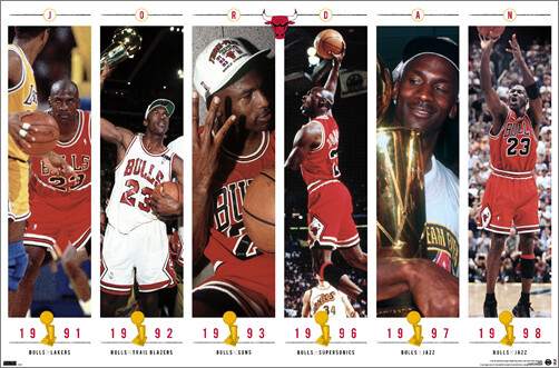 Michael Jordan NBA CHAMPIONSHIP HISTORY Chicago Bulls Retro