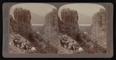 Greece Holy Trinity monastery on its sky-island, (W.S.W.) and cli - Old Photo