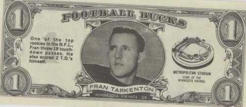 1962 Topps Football Bucks Fran Tarkenton #33