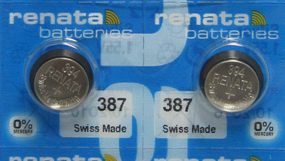 Renata 387S 387 394 With Spacer Ring Silver Oxide Watch Battery 2 Pcs