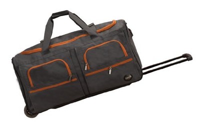 Men's Rolling Wheel Tote Duffle Bag Travel Vacation Luggage, Charcoal, 30-Inch