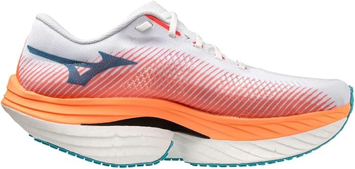 Pre-owned Mizuno Men's Wave Rebellion Pro Running Shoes - White / Silver / Orange - 11 Us