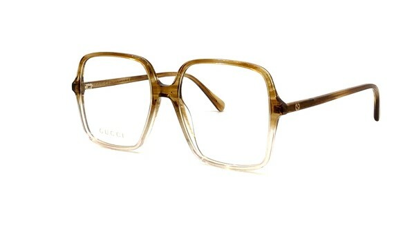 Pre-owned Gucci Gg 1003o-003 Brown Oversized Square Women Eyeglasses In Clear