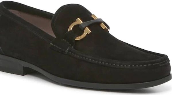 Pre-owned Ferragamo Salvatore  Grandioso Mens Black Leather Loafers 9 11.5 D