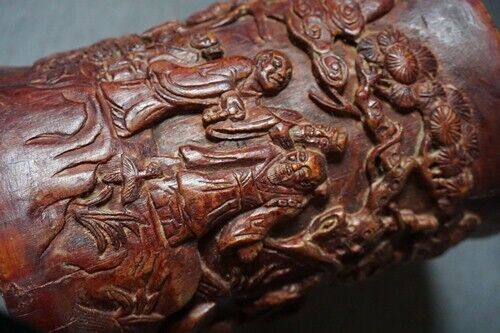BAMBOO HAND CARVED BITONG  CHINESE Antique brush pot 