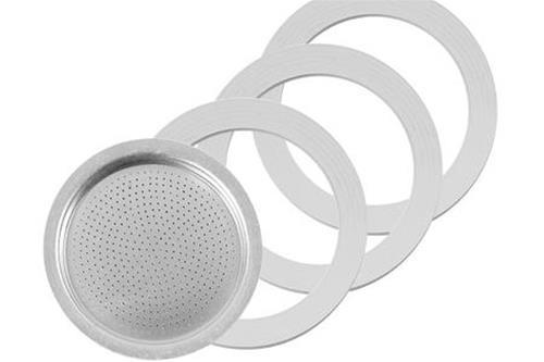 Set Ricambio 3 Guarnizioni Gomma + 1 Filtro Caffettiera Moka Caffè 6 Tazze dfh