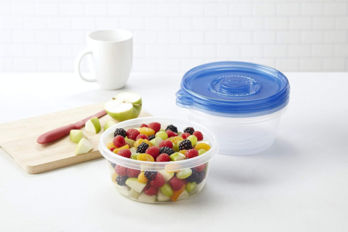 GladWare Big Bowl Food Storage Containers, 48 oz - 3 Count, Clear , Blue