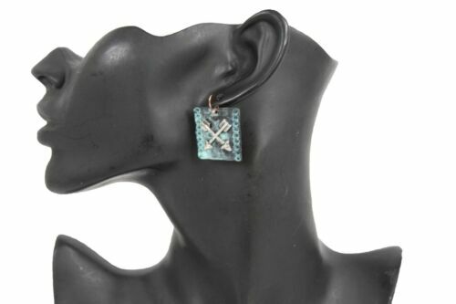 Boucles d'oreilles fantaisie bleu plume