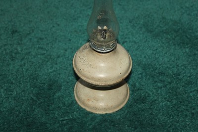 Small TinMetal Vintage Hurricane Oil Lamp  7 12quotTall With Chimney 