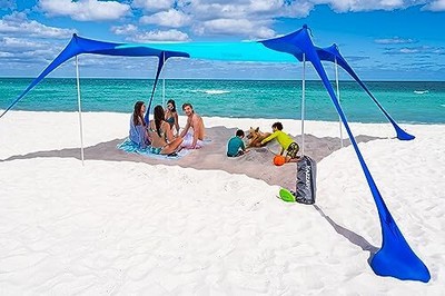 Beach Tent Sun Shelter, UPF50+ Lightweight 10 x 10 FT 4 Pole Sky Turquoise