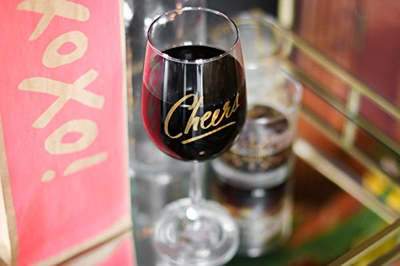 Easy, Tiger Wine Glass with Foil, Gold Cheers 16 oz