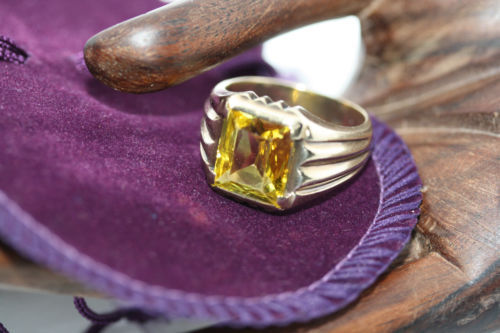 Anillos de oro amarillo citrino para hombre