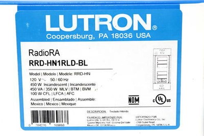 Lutron RRD-HN1RLD-BL Radiora 2 CL Hybrid Keypads Black
