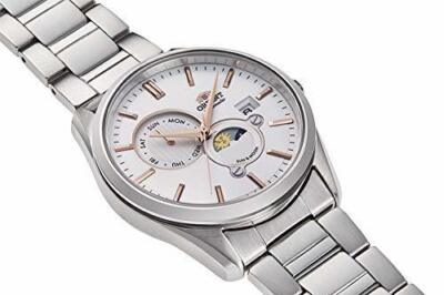 Pre-owned Orient Rn-ak0301s Sun & Moon White Dial Automatic 22 Jewels Mechanical Watch Men